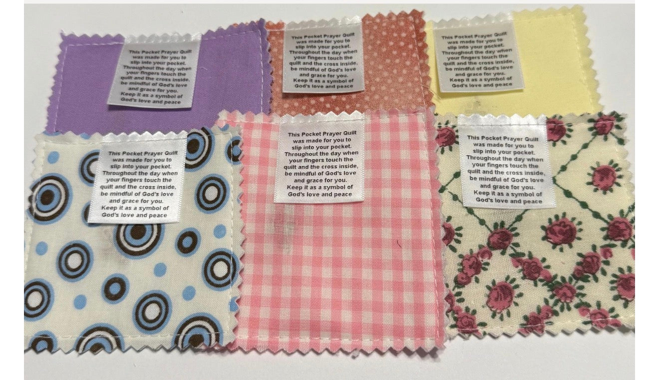 Pocket Prayer Quilt with Cross Inside | Prayer Printed on Clothing Label