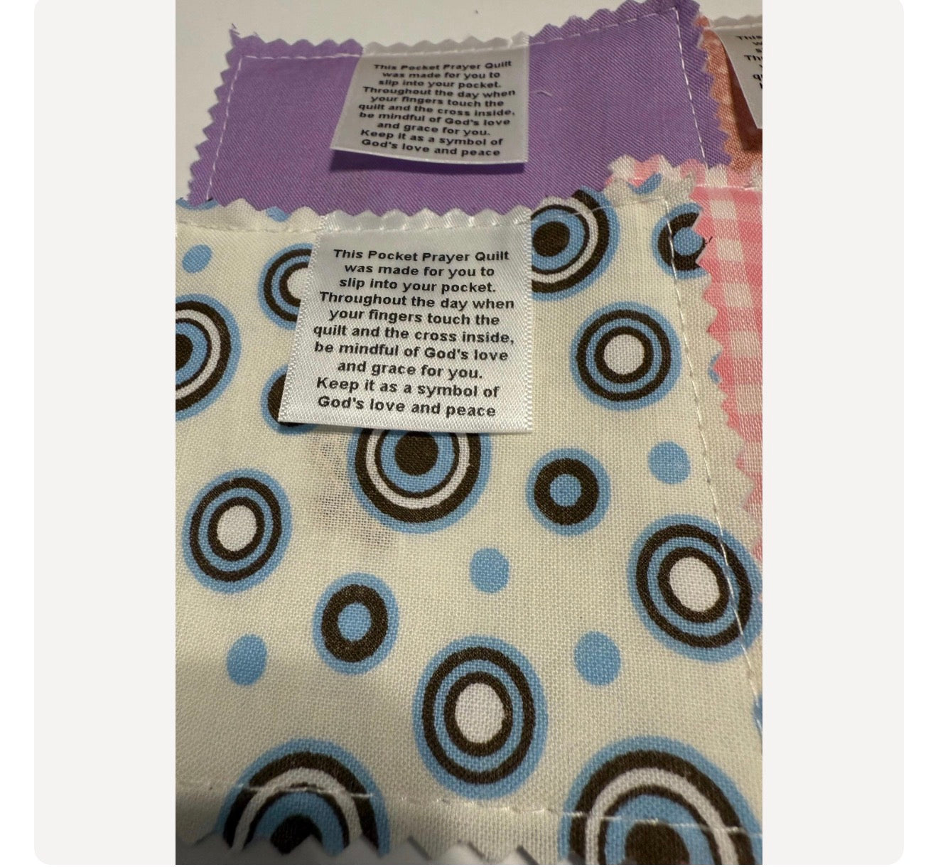 Pocket Prayer Quilt with Cross Inside | Prayer Printed on Clothing Label